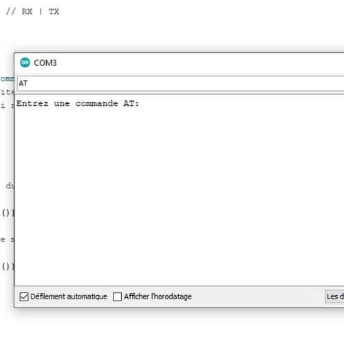 Capture d'écran du moniteur série Arduino avant la saisie de la commande AT